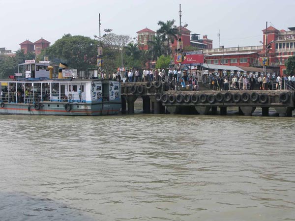 India - Calcutta. Hooghly river. Howrah railway station